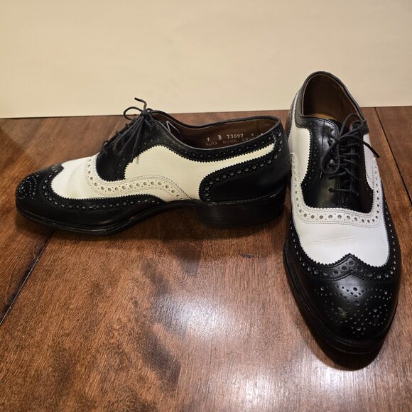 ALLEN EDMONDS Broadstreet Black/White Wingtip Spectator Shoes 9D Made in USA - Picture 12 of 16